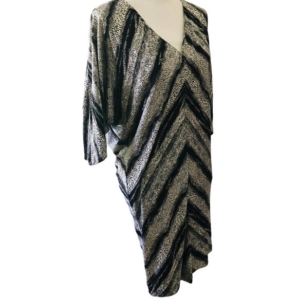 DVF Diane Von Furstenberg Vintage Clara Monochrome Batwing Silk Dress Size 10 - Picture 3 of 9